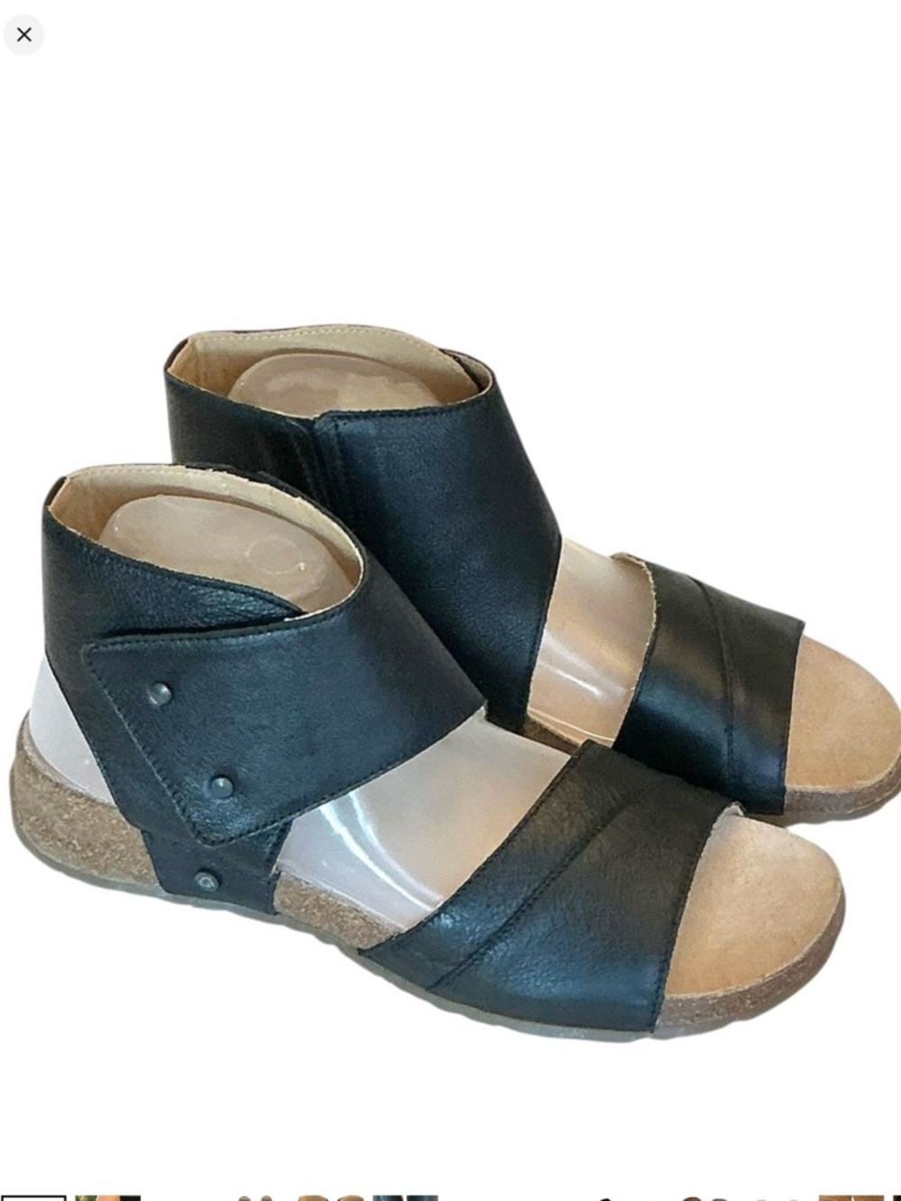🆕 Haflinger Maxine Black Leather Ankle Wrap Comfort Sandals Size EU 42/US 11